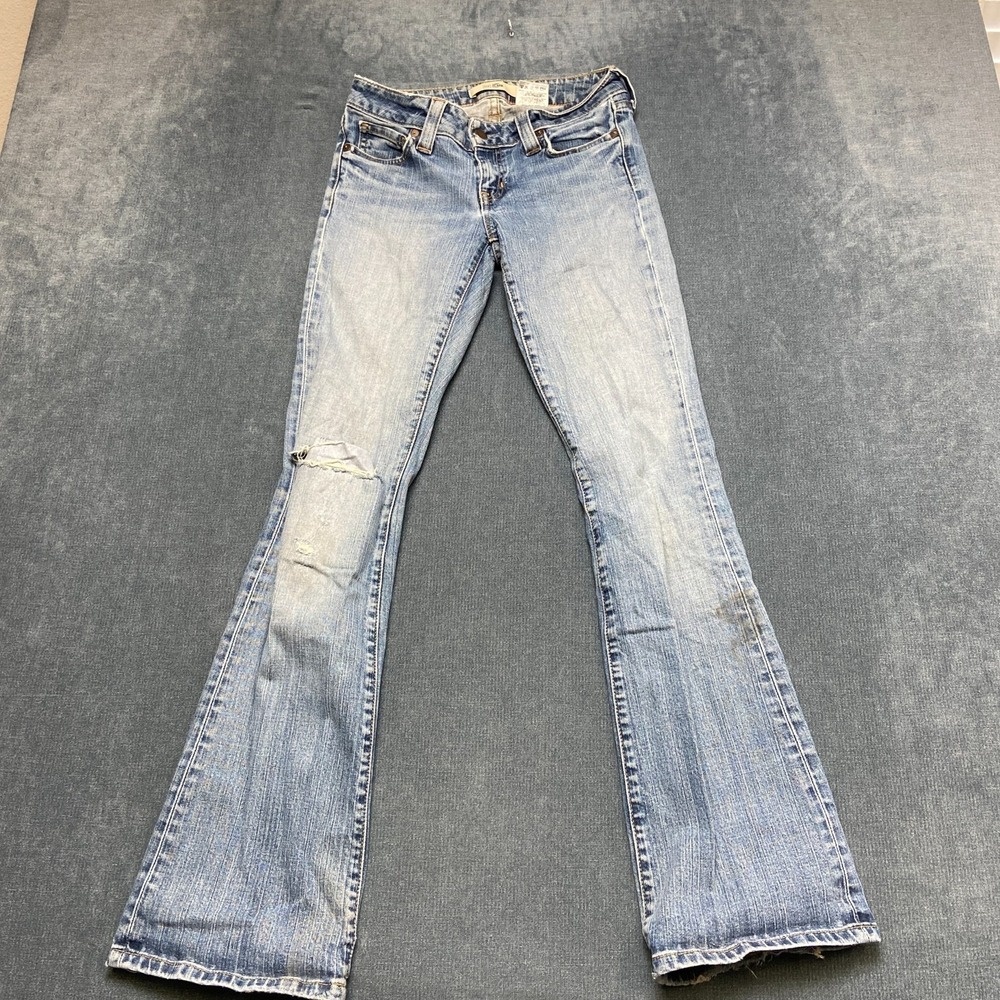 GAP Curvy Flare Jeans Size Womens 1 Blue Denim Light Wash Pockets Distressed